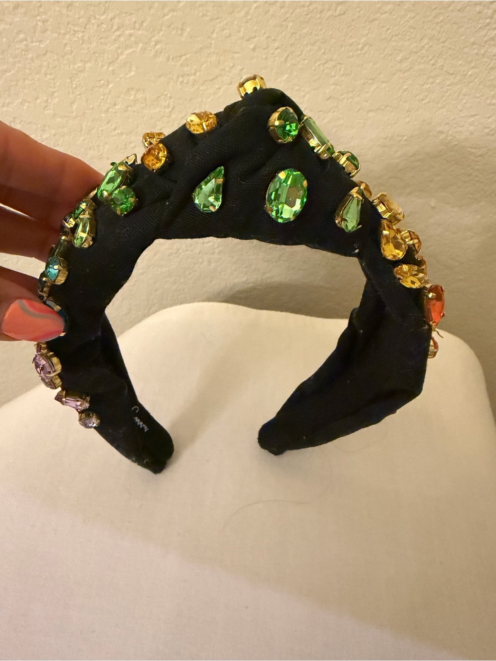 Black Jeweled Headband with rainbow color Stones